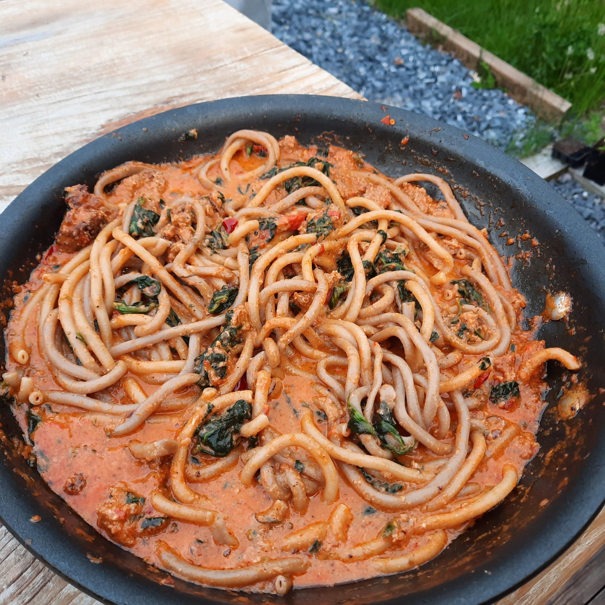 Spicy Meatball Ragu with Bucatini