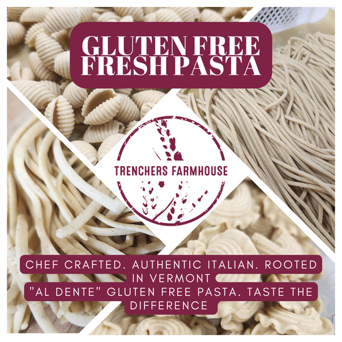 collage of gluten free pasta, gluten free linguine, gluten free macaroni, fresh gf pasta 