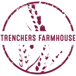 Fresh Pasta Logo - Trenchers Farmhouse wheat stalk stamped in purple 
