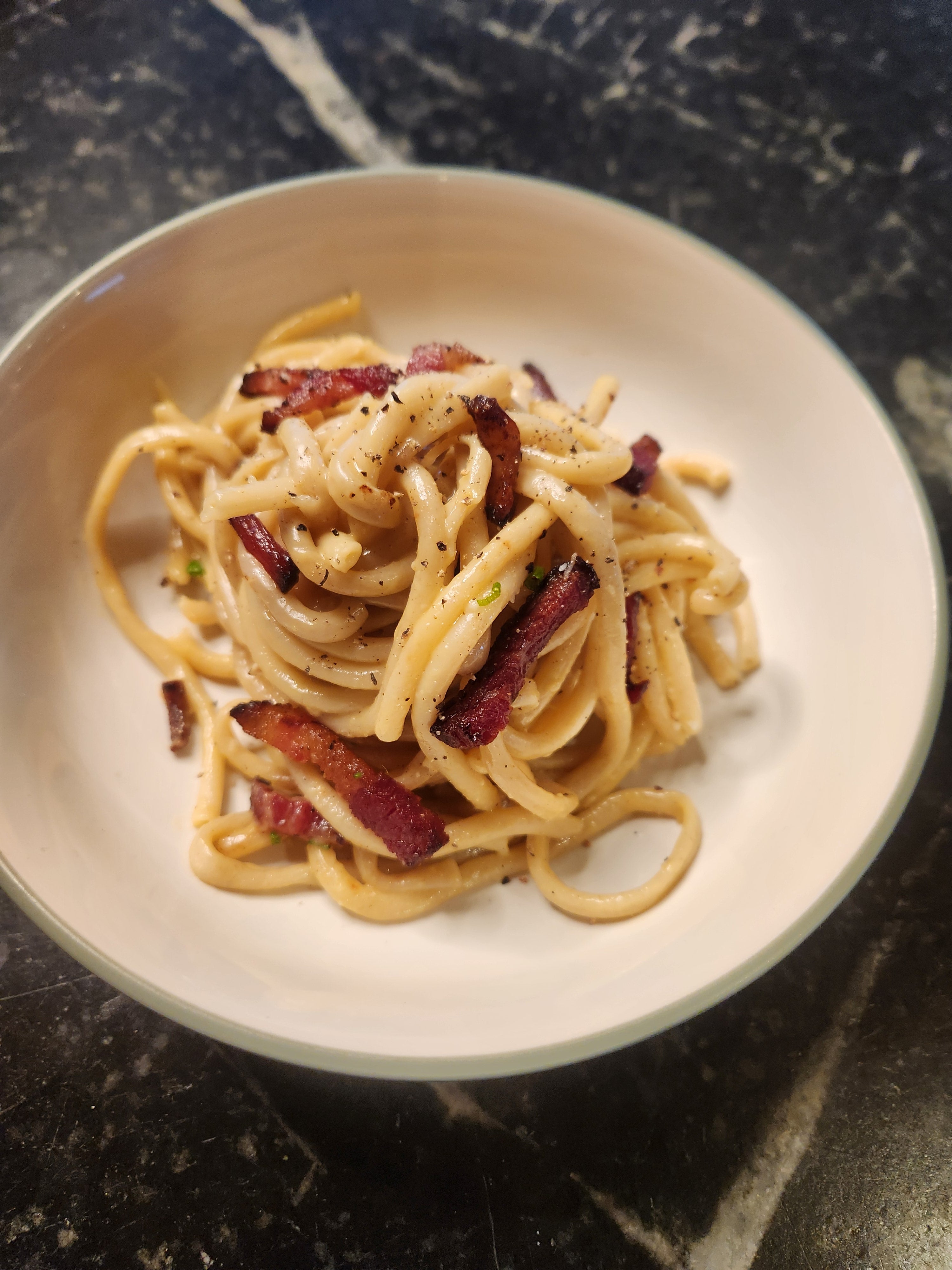 collage of pasta, bucatini alla carbonara recipe, bucatini fresh pasta