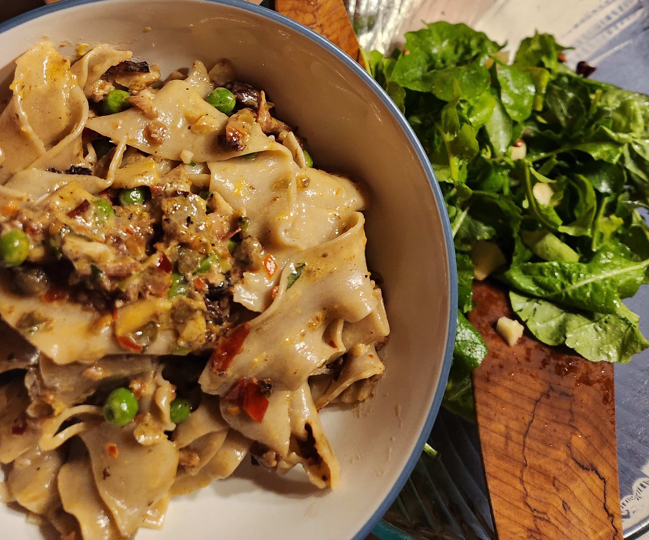 artichoke heart & chicken ragu. fresh pappardelle pasta. pasta recipe