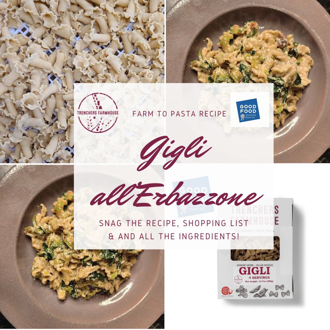 Gigli all'Erbazzone. Fresh Gigli pasta. Italian recipes