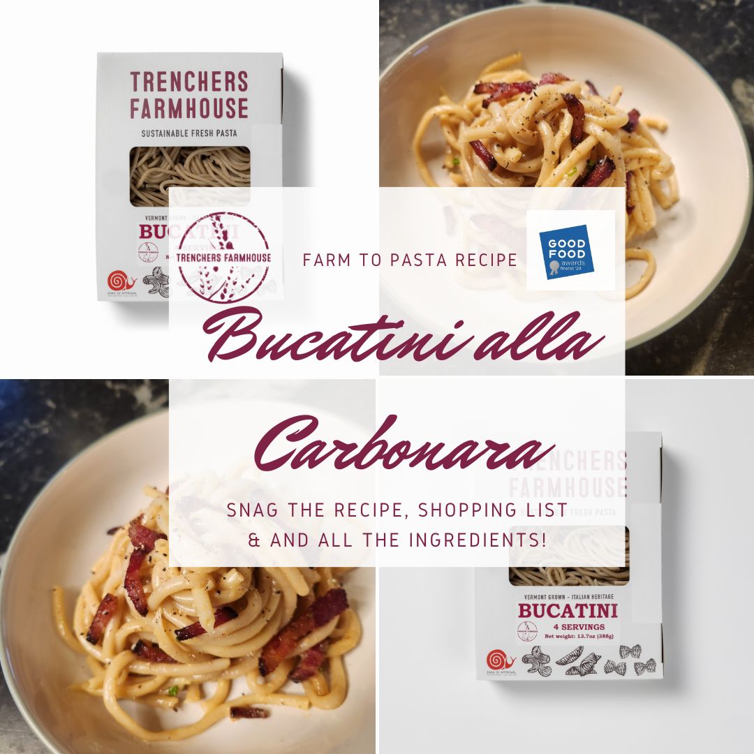 collage of pasta, bucatini alla carbonara recipe, bucatini fresh pasta