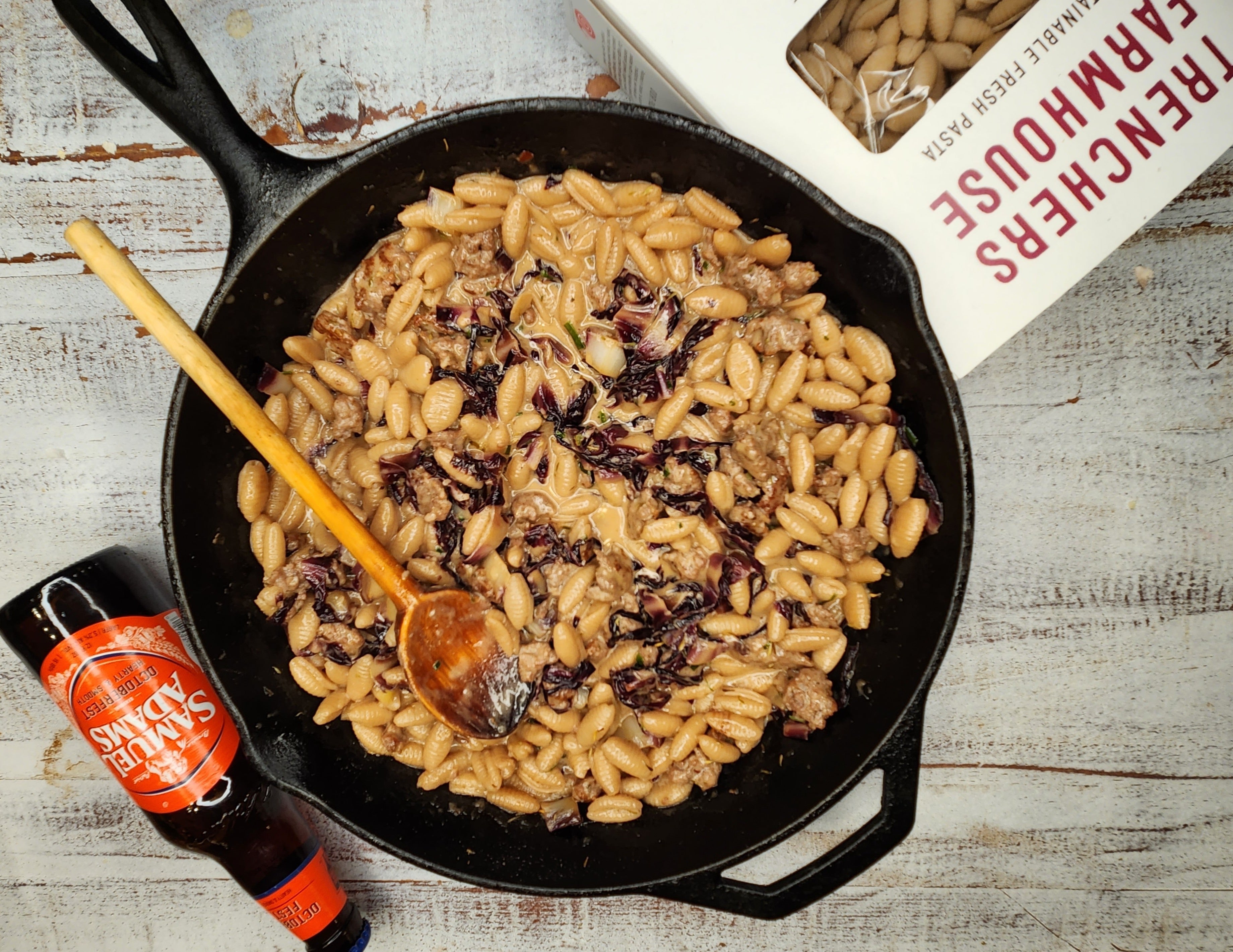 fresh gnocchetti sardi pasta in a sam adams beer sauce 