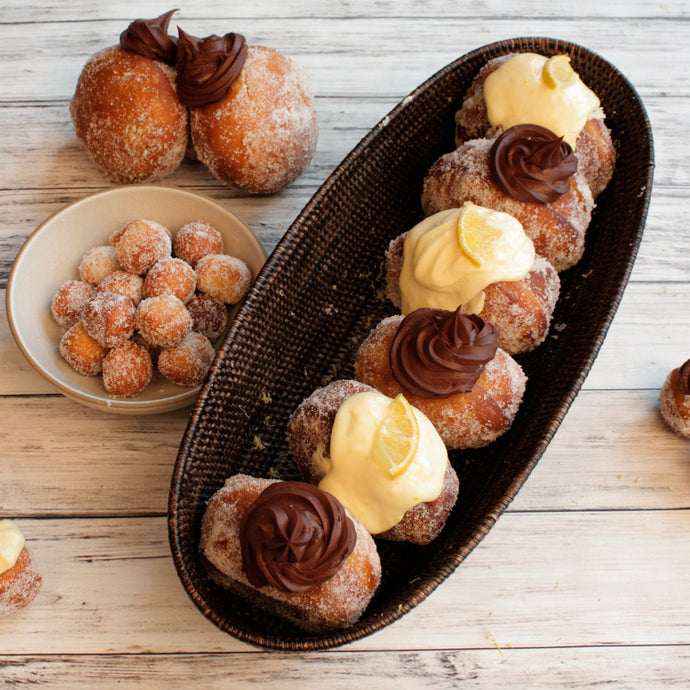 Bomboloni (Lemon Cream & Cinnamon Apple Cream)