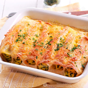 Greens & Ricotta Cannelloni in Creamy Tomato Basil